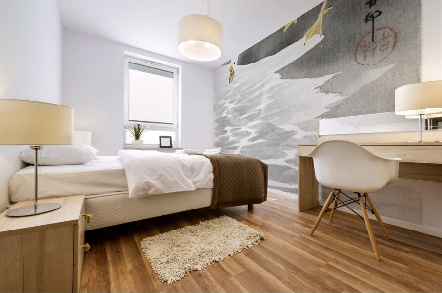 Geese on the shore 1900 - 1930 by Ohara Koson 1877-1945. Mural print