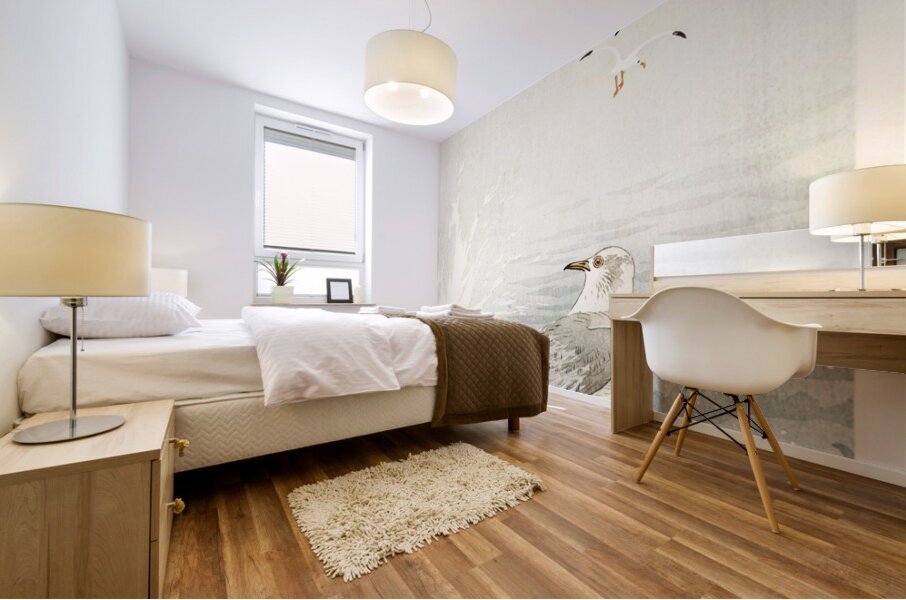 Gull on rock 1900 - 1910 by Ohara Koson 1877-1945. Mural print