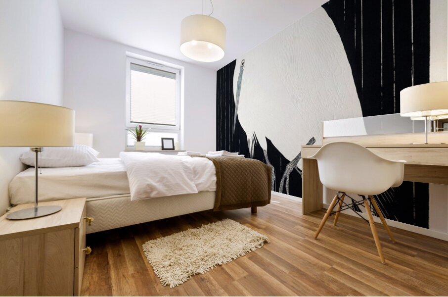 Egret in the rain 1925 - 1936 by Ohara Koson 1877-1945. Mural print