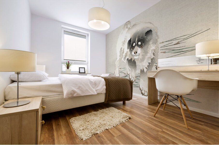 Young dog 1900 - 1930 by Ohara Koson 1877-1945. Mural print