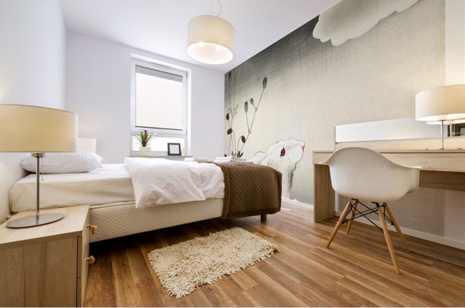 Rabbit at full moon 1900 - 1930 by Ohara Koson 1877-1945. Mural print