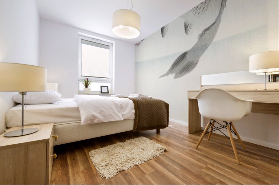 Two carp 1900 - 1930 by Ohara Koson 1877-1945. Mural print