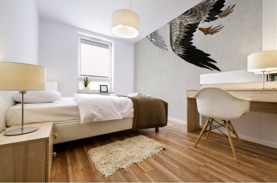 Great geese flying in the snow 1900 - 1910 by Ohara Koson 1877-1945. Mural print