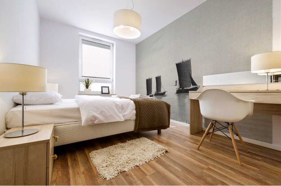 Fishing boats 1900 - 1936 by Ohara Koson 1877-1945. Mural print