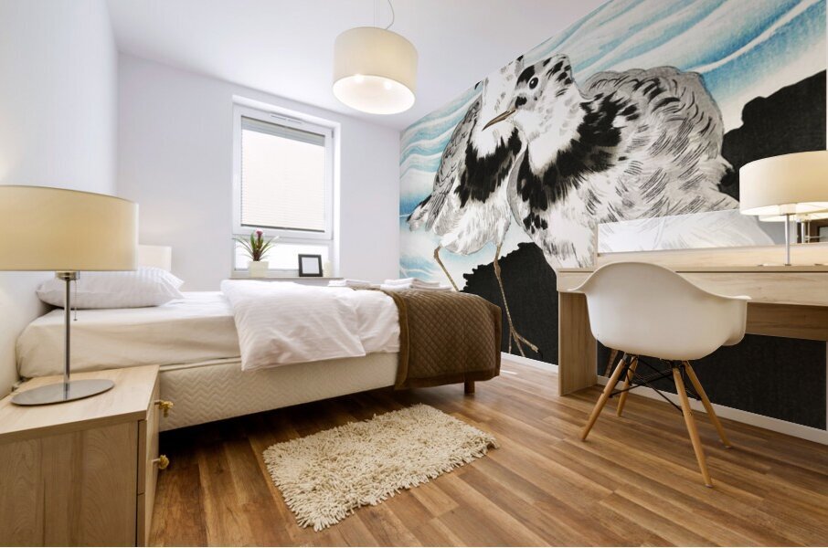 Large coot sandpipers 1900 - 1930 by Ohara Koson 1877-1945. Mural print