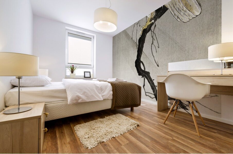 Eagle on branch 1900 - 1910 by Ohara Koson 1877-1945. Mural print