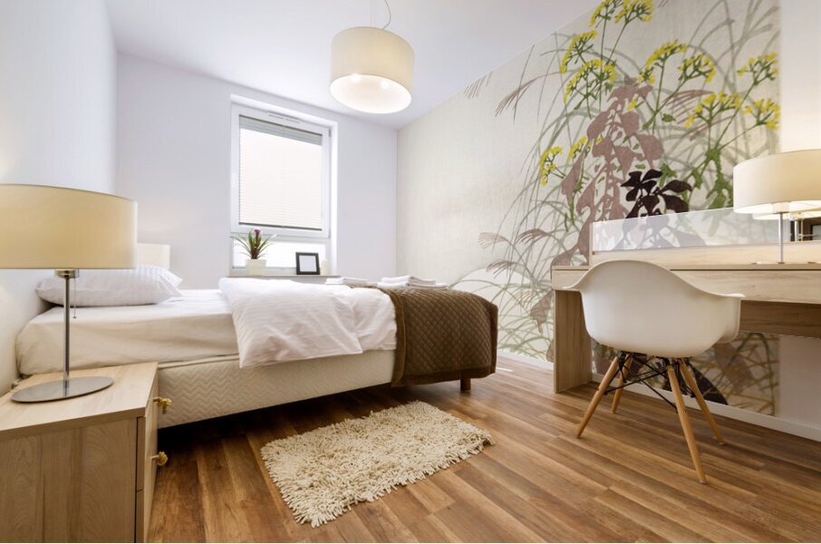 Grass and full moon 1900 - 1936 by Ohara Koson 1877-1945. Mural print