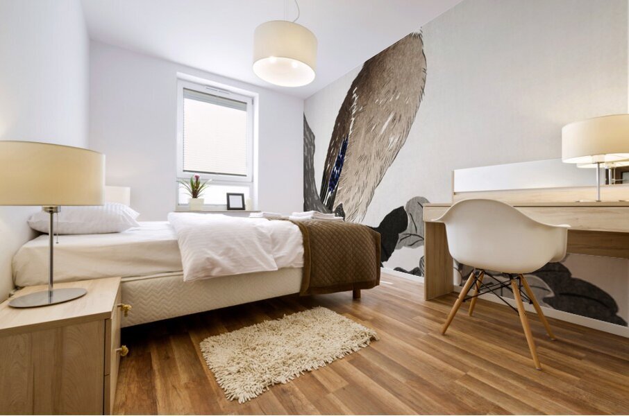 Jay on tree branch 1900 - 1910 by Ohara Koson 1877-1945. Mural print