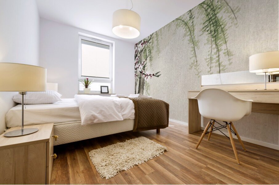 Swallows in flight 1900 - 1930 by Ohara Koson 1877-1945. Mural print