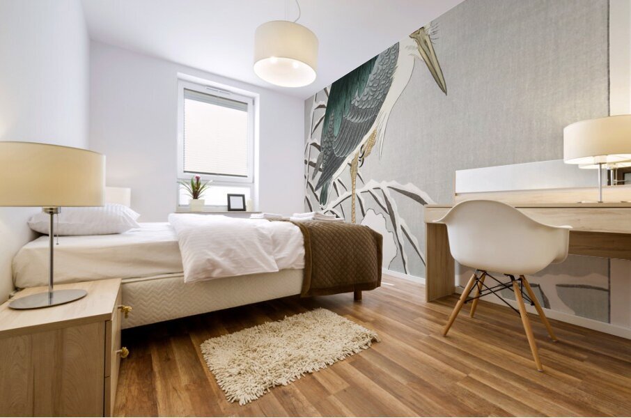 Heron in snow 1920 - 1930 by Ohara Koson 1877-1945. Mural print