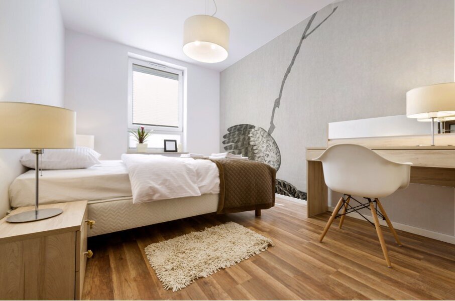 Quail at moon sickle 1900 - 1910 by Ohara Koson 1877-1945. Mural print