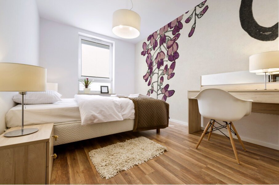 Blooming wisteria 1900 - 1930 by Ohara Koson1877-1945. Mural print