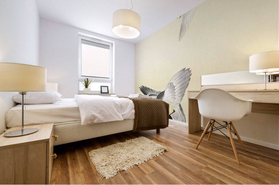 Two fighting birds 1900 - 1936 by Ohara Koson 1877-1945. Mural print