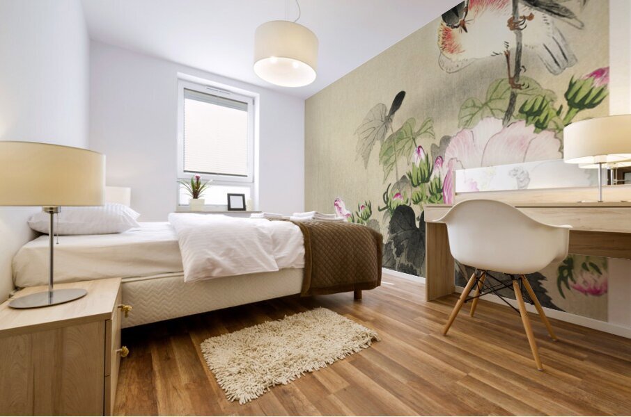 Bird and caterpillar 1900 - 1930 by Ohara Koson 1877-1945. Mural print