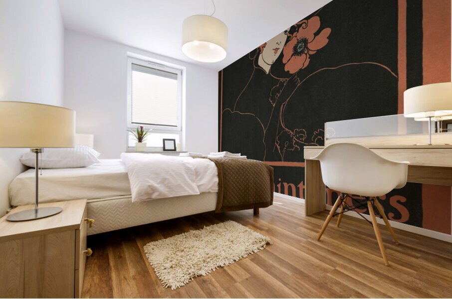 Folly or Saintliness 1895 vintage poster of a woman with flowers by Ethel Reed.  Mural print