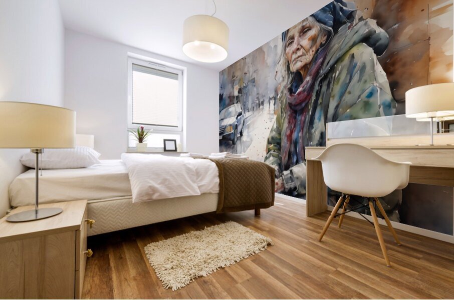 Watercolor“Just Me” By Bruce Lazarus Mural print