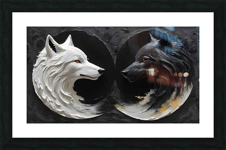 White Wolf Black Wolf By ISHISH Picture Frame print