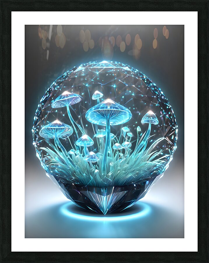 Glowing Crystal Mushrooms By ISHISH Picture Frame print
