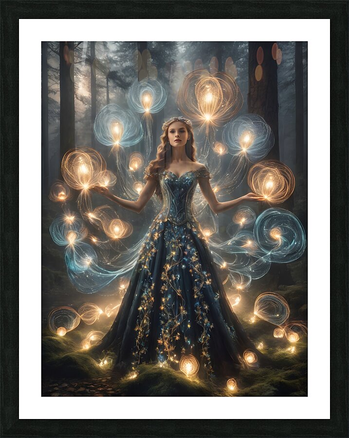 In a Mystical Forest Lady Essence Weaving With the Night By ISHISH Picture Frame print