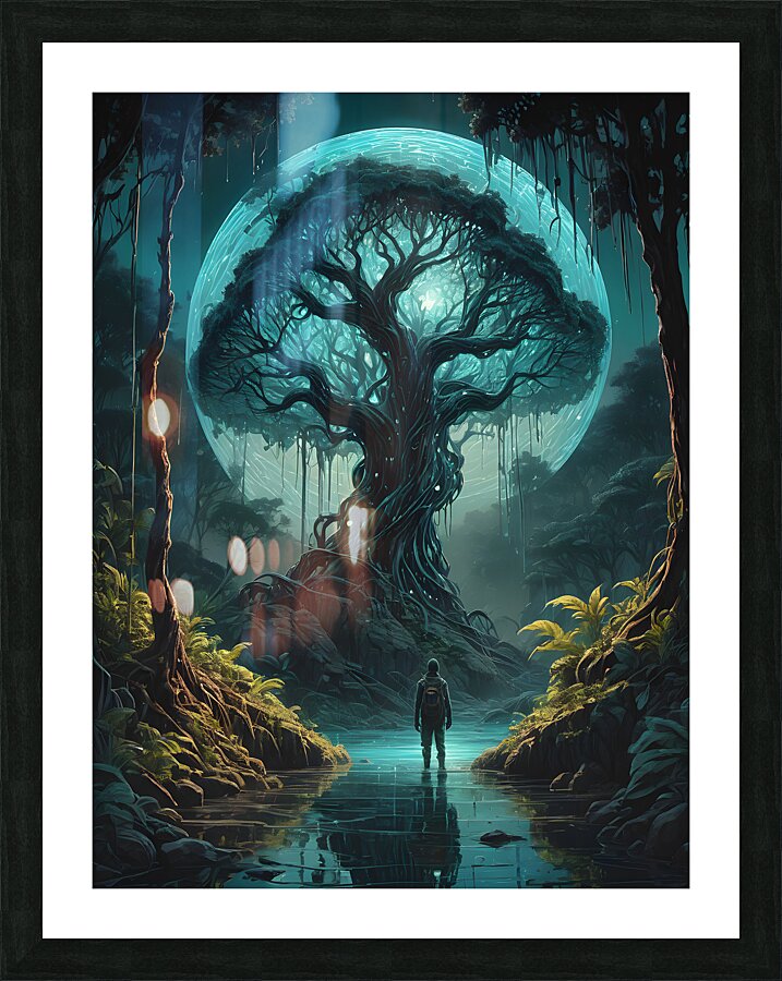 Allien World At Night By ISHISH Picture Frame print