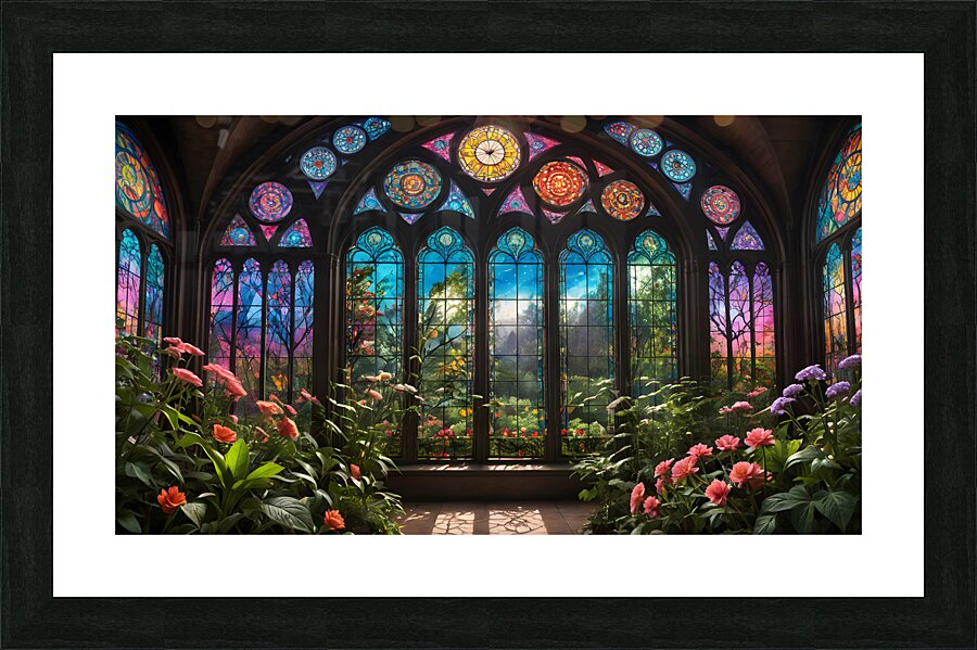 Trapezoidal Stained Glass Greenhouse BY ISHISH Picture Frame print