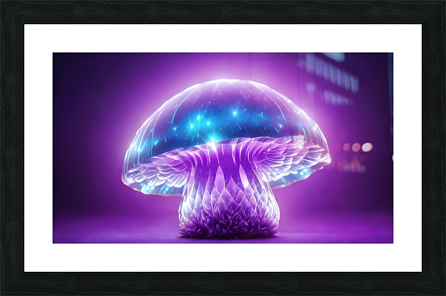 Purple Moon  Mushroom By ISHISH Picture Frame print