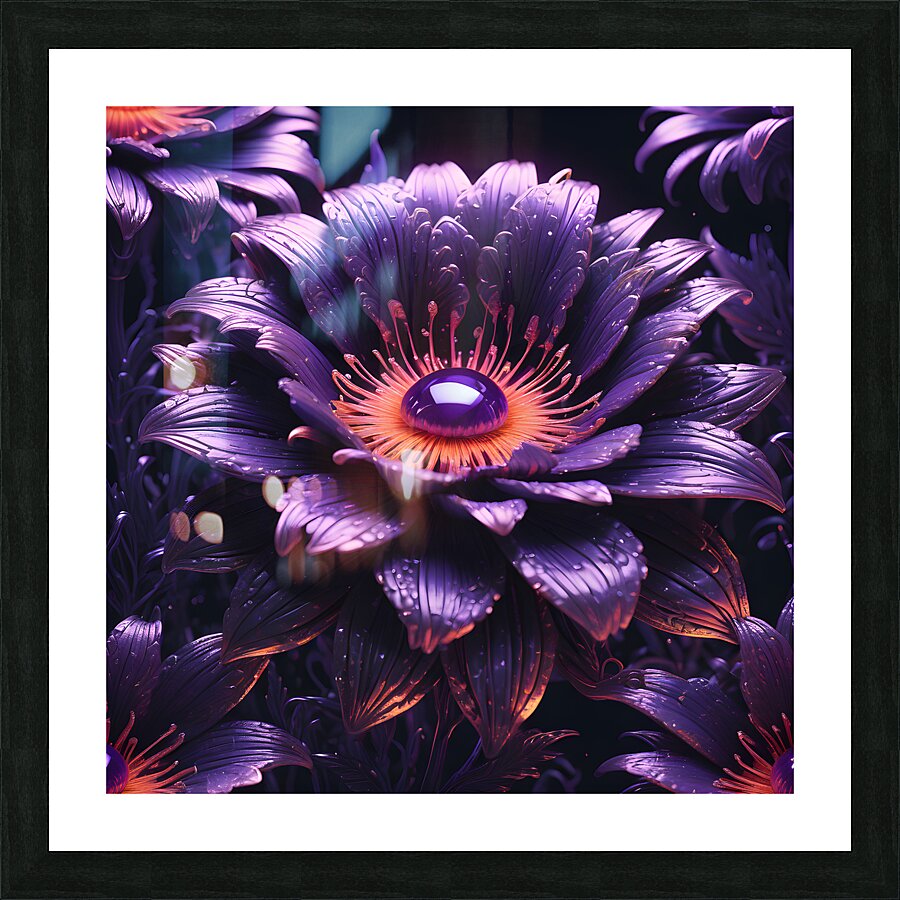 Glowing Ultraviolet Punk Flower By ISHISH Picture Frame print