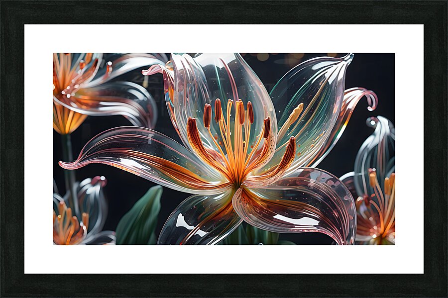 Transparent Majestic Glass Lily Flower By ISHISH Picture Frame print