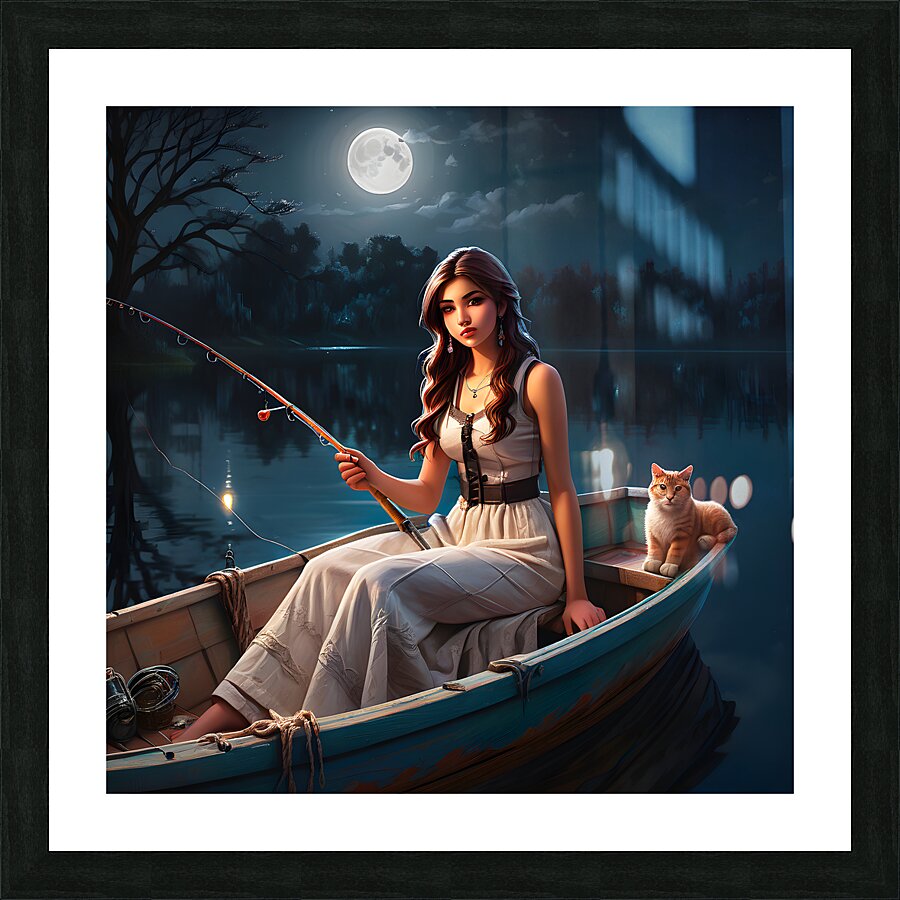 A Girl On A Fishing Boat By ISHISH Picture Frame print
