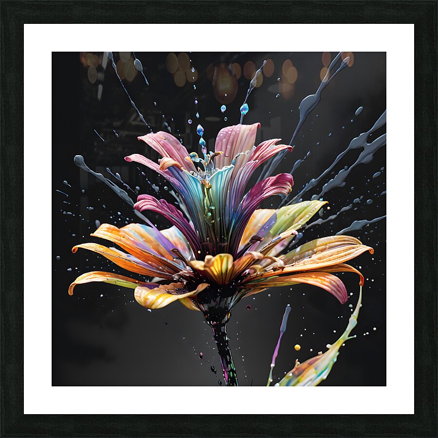 Zebra Stripe Splash Flower By ISHISH Picture Frame print