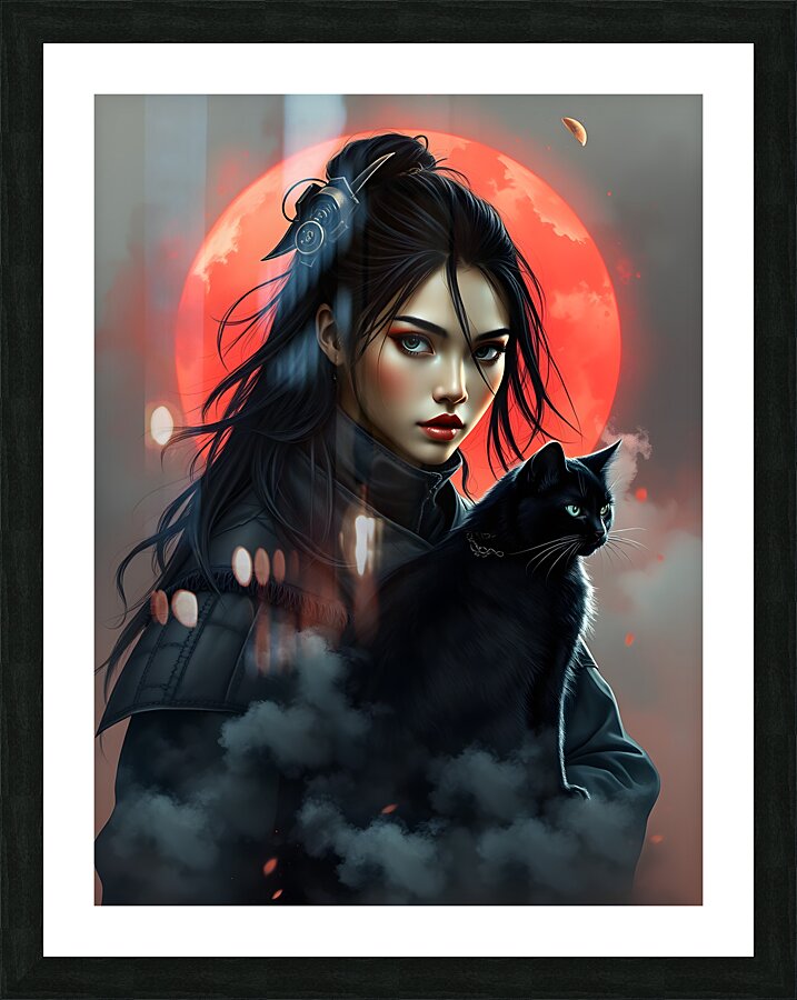 Ronin Woman and Her Cat By ISHISH Picture Frame print