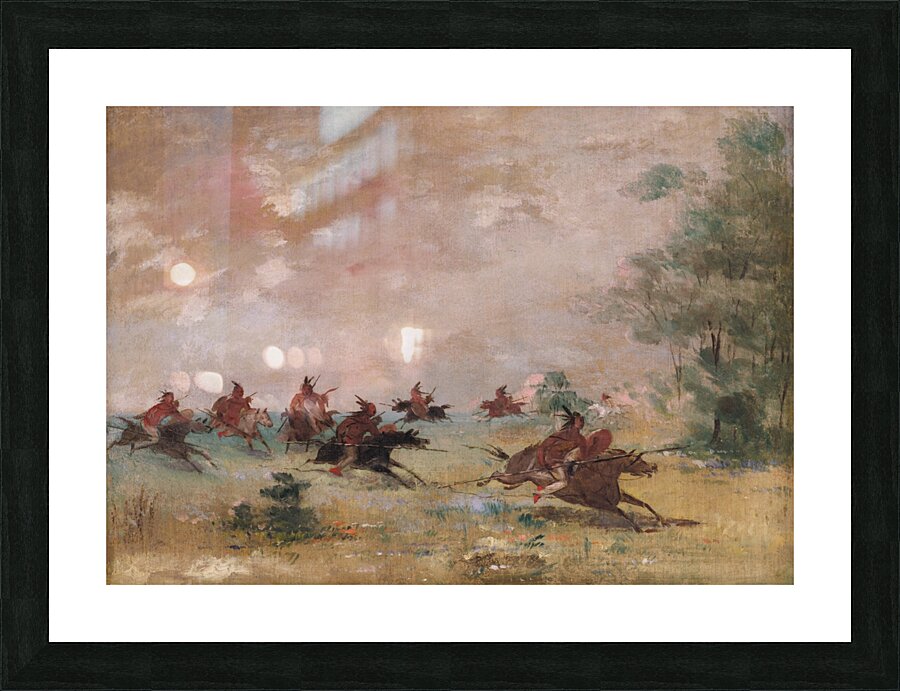 Comanche War Party Mounted On Wild Horses 1834-1837 Picture Frame print