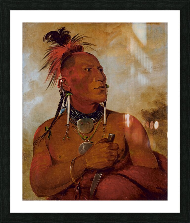 Meach-O-Shín-Gaw Little White Bear a Distinguished Brave 1832 Picture Frame print