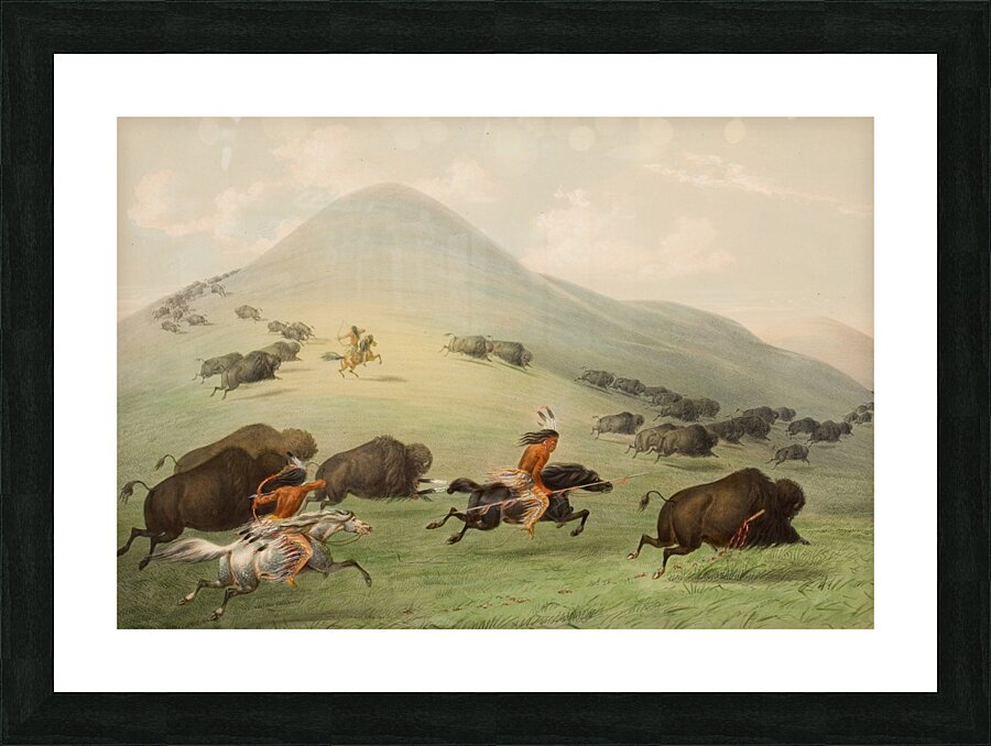 Buffalo Hunt Horseback 1844 Picture Frame print