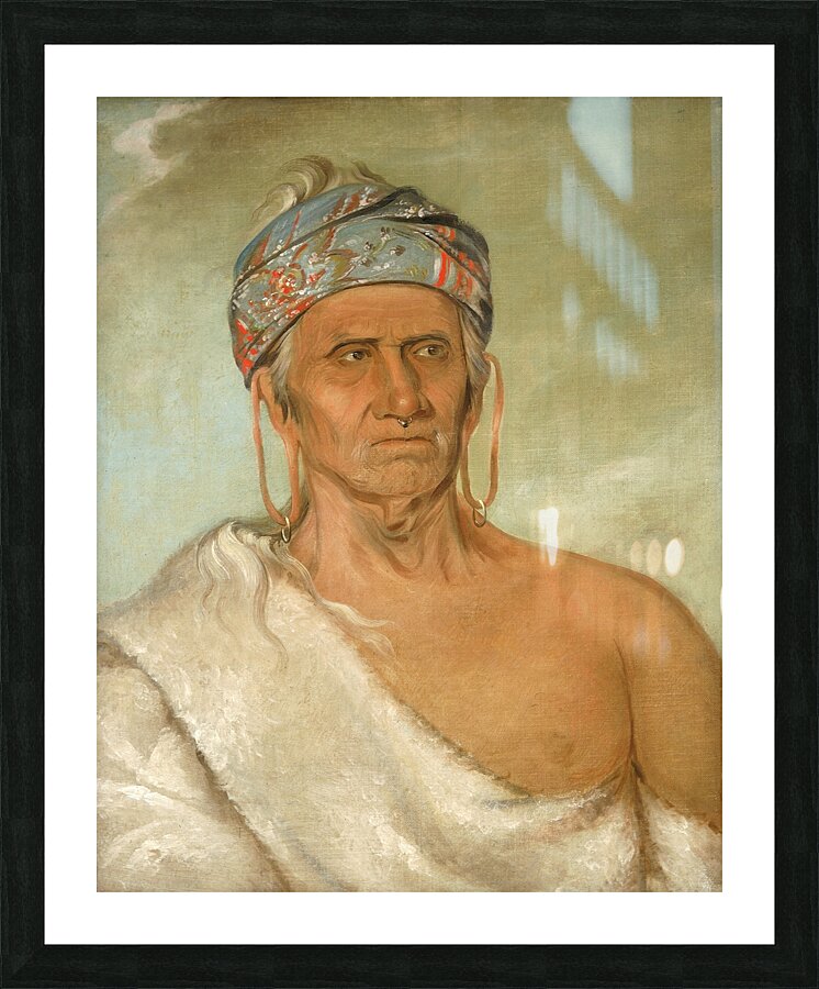Lay-láw-she-kaw Goes Up the River an Aged Chief 1830 Picture Frame print