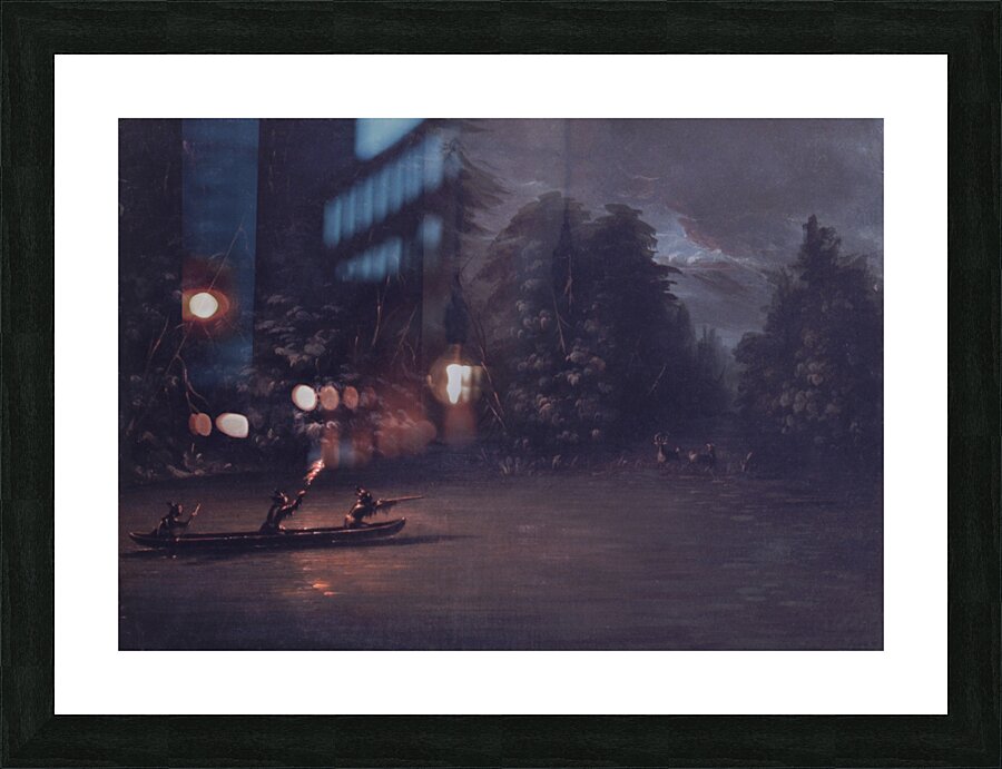 Deer Hunting By Torchlight In Bark Canoes 1846-1848 Picture Frame print