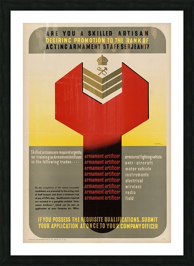 Are You a Skilled Artisan Desiring Promotion to the Rank of Acting Armament Staff Serjeant Picture Frame print