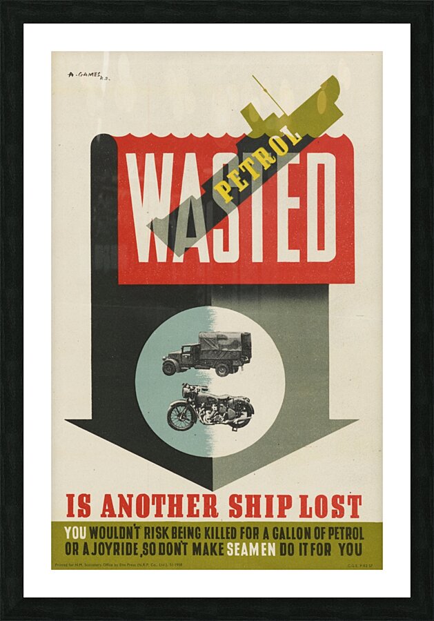 Wasted Petrol is Another Ship Lost Picture Frame print