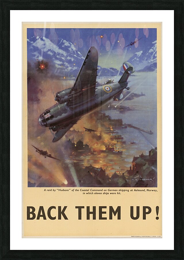 A Raid by ‘Hudsons’ of the Coastal Command on German Shipping at Aalesund Picture Frame print