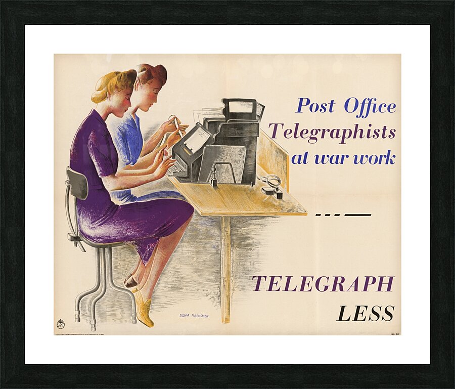 Post Office Telegraphists at War Work – Telegraph Less 2 Picture Frame print