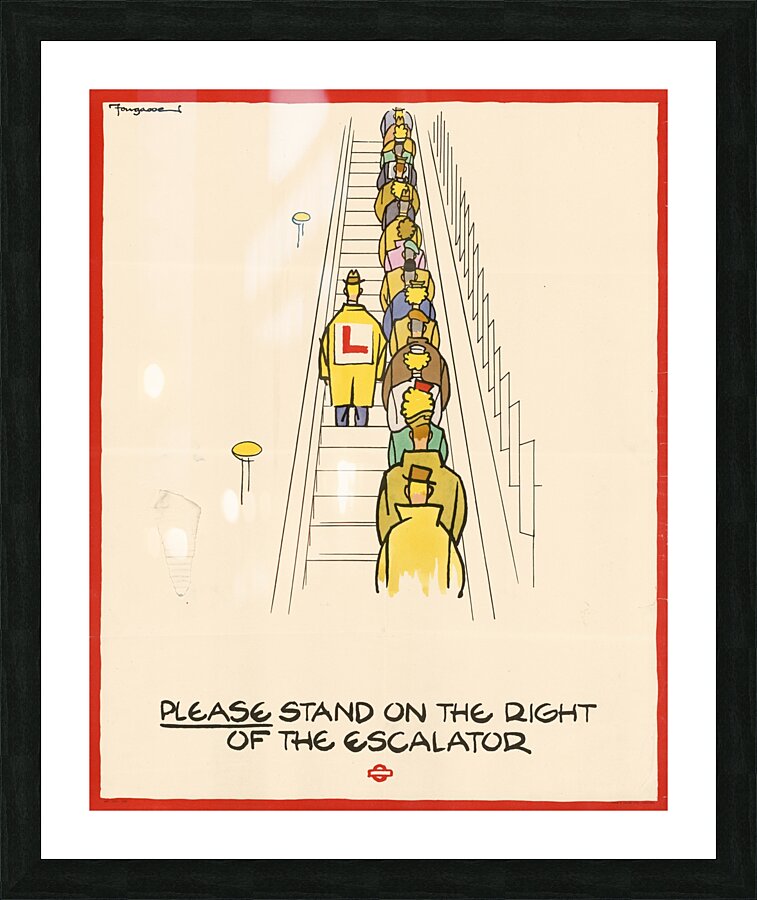 Please Stand on the Right of the Escalator Picture Frame print