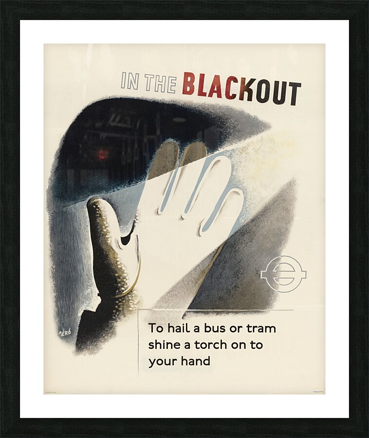 In the Blackout – Top Hail a Bus or Tram Shine a Torch on to Your Hand Picture Frame print