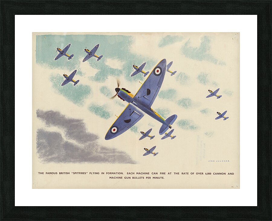 The Famous British ‘Spitfires’ Flying in Formation  Picture Frame print