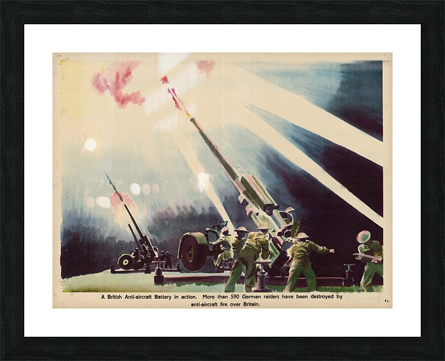 A British Anti-Aircraft Battery in Action Picture Frame print