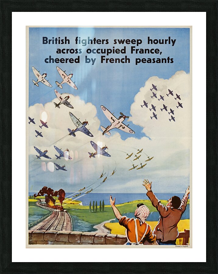 British Fighters Sweep Hourly Across Occupied France Cheered by French Peasants Picture Frame print