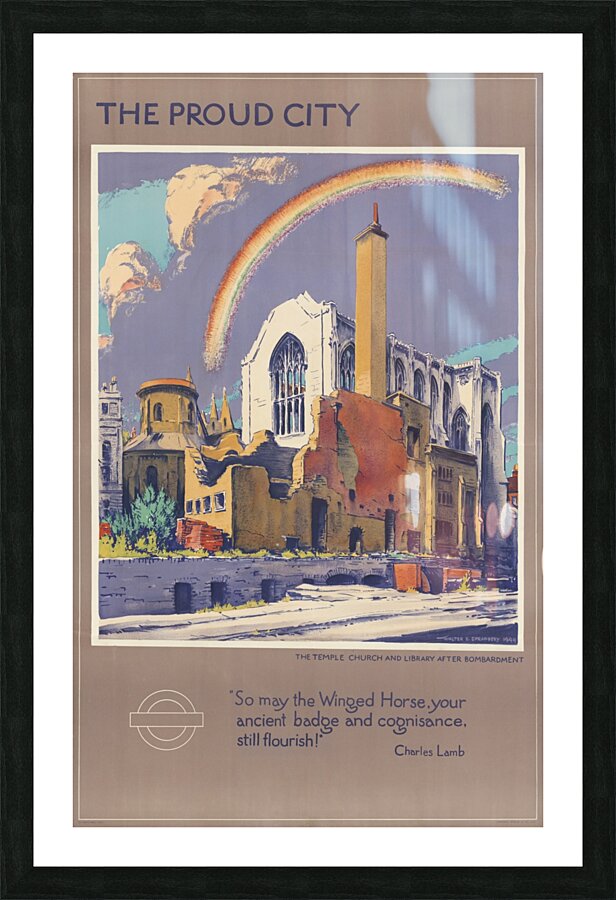 The Proud City – The Temple Church and Library After Bombardment Picture Frame print