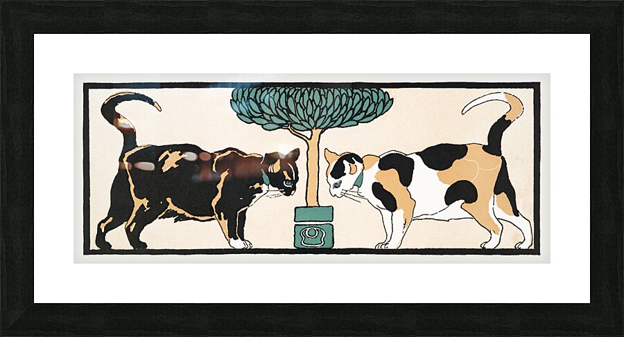 Cats under a tree 1898 by Edward Penfield. Picture Frame print