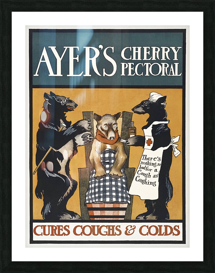 Vintage Ayers Cherry Pectoral Poster ca. 1890-1907 by Edward Penfield Picture Frame print