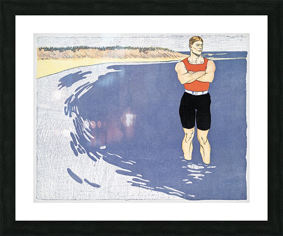 Man standing in the sea 1899 by Edward Penfield Picture Frame print