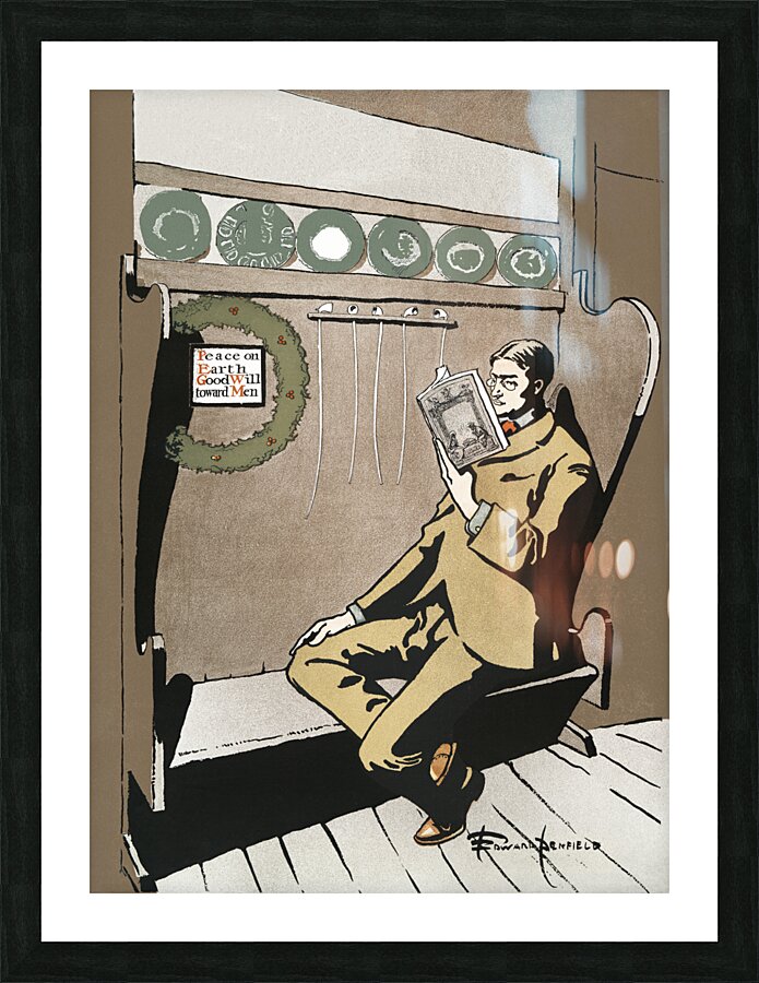 Vintage Christmas ca. 1890-1907 by Edward Penfield Picture Frame print